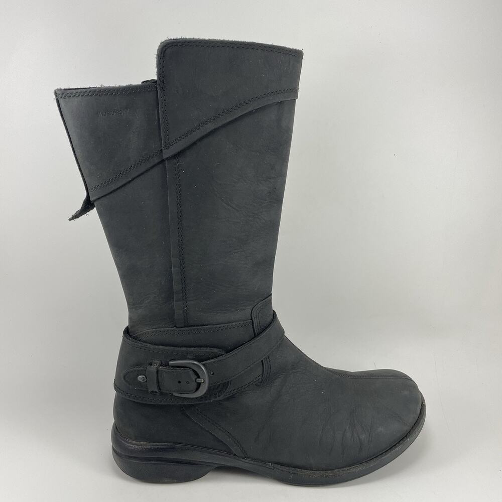 Merrell Captiva Riding Boots Womens Size 10 Black Leather Tall Buckle Side Zip